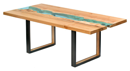 Greg Klassen: River Collection - Tisch in Kombination von Holz und Glas