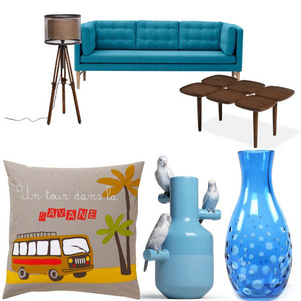 Wohnen und Einrichten in Blau - Sofa, Beistelltisch, Accessoires wohnen-blau-braun